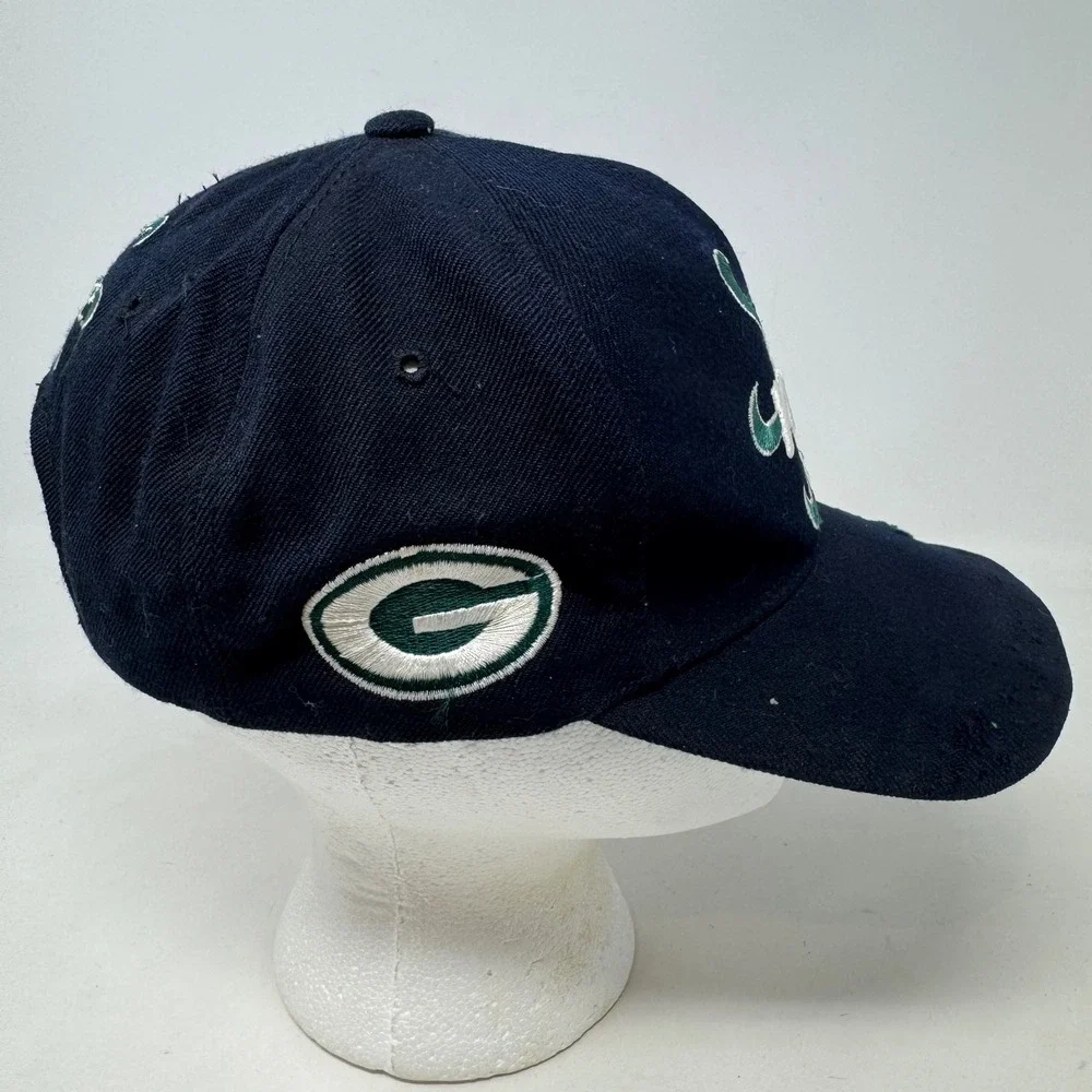 Vintage Nike Pinwheel Green Bay Packers Snapback Hat Black 90s NFL Cap